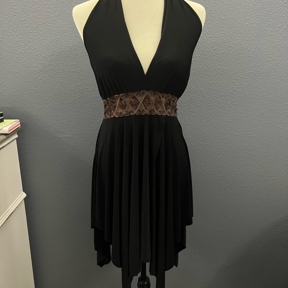 Papaya Halter Waterfall Wrap Dress Sz Lg